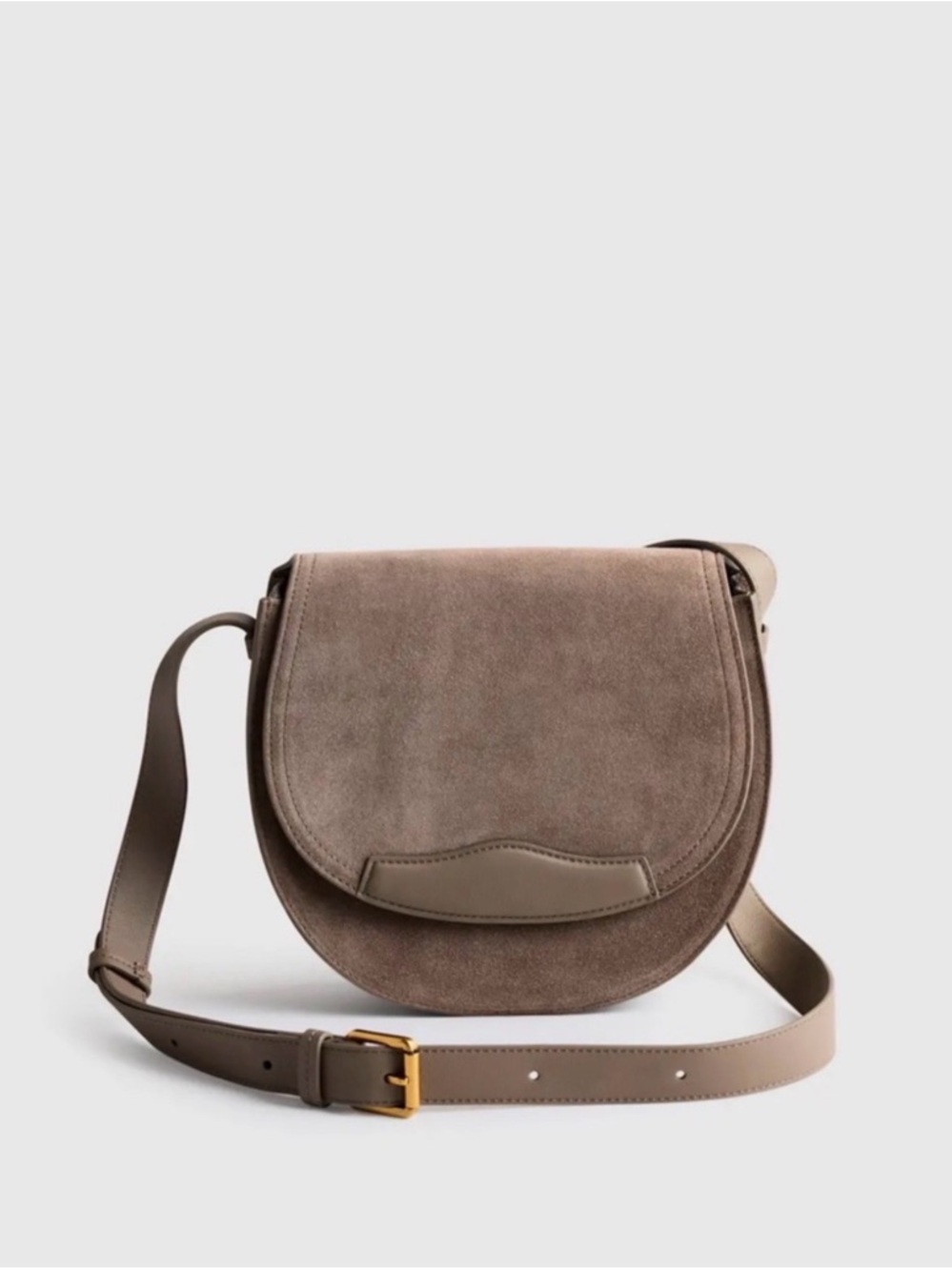 Quince Italian Suede Saddle Bag Crossbody Pebble NWT